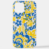 ウクライナ国旗の色を持つ民俗模様  iPhoneケース (裏面)