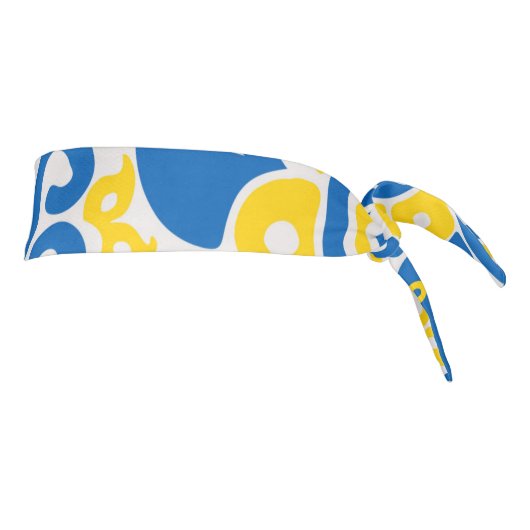 ウクライナ国旗の色バンダンを持つ民俗パターン タイヘッドバンド (回転90)