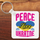 ウクライナ国旗の色愛の平和 キーホルダー (正面)