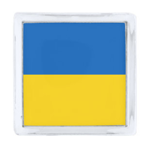 ウクライナ国旗の青い黄色い金ゴールド愛国 シルバー ラペルピン