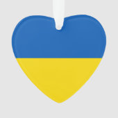 ウクライナ国旗の青い黄色かわいいハート オーナメント (正面)