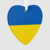 ウクライナ国旗の青い黄色かわいいハート オーナメント (正面)