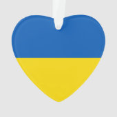 ウクライナ国旗の青い黄色かわいいハート オーナメント (裏面)