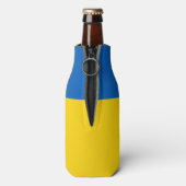 ウクライナ国旗の青い黄色のウクライナ語のサポート ボトルクーラー (ボトル裏面)