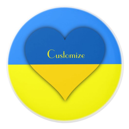 ウクライナ国旗の青い黄色のサンダー_コーブ セラミックノブ (正面)