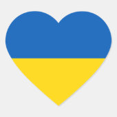 ウクライナ国旗の青と黄 ハートシール (正面)