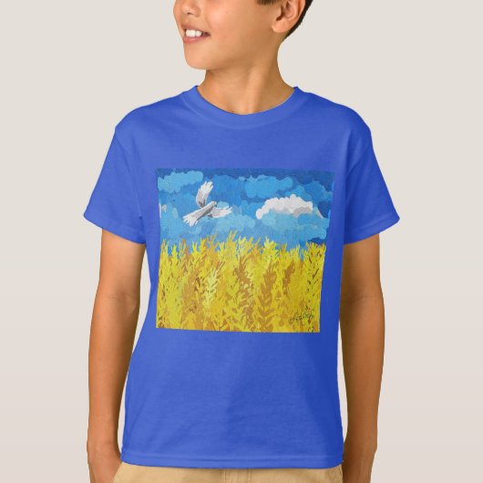 ウクライナ国旗の風景 Tシャツ (正面)