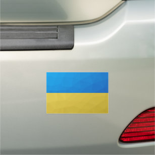 ウクライナ国旗の黄色い青い幾何学的パターンメッシュ カーマグネット