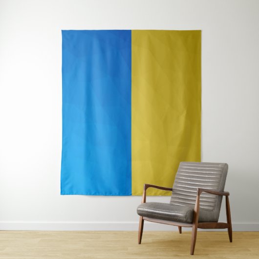 ウクライナ国旗の黄色い青い幾何学的パターンメッシュ タペストリー (インサイチュ)