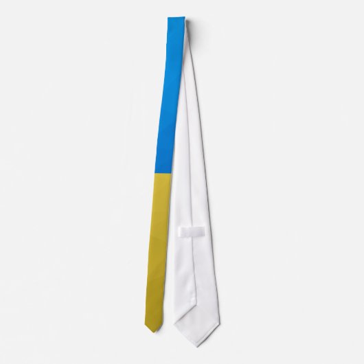 ウクライナ国旗の黄色い青い幾何学的パターンメッシュ ネクタイ (裏面)