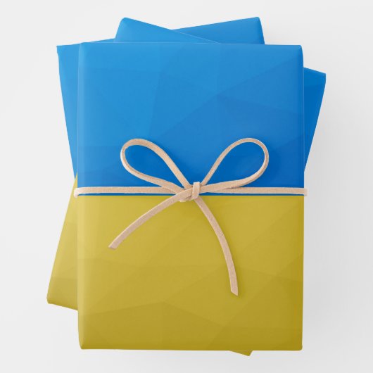 ウクライナ国旗の黄色い青い幾何学的パターンメッシュ ラッピングペーパーシート (インサイチュ)