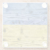 ウクライナ国旗の黄色い青い木のテクスチャパターン ガラスコースター (裏面)