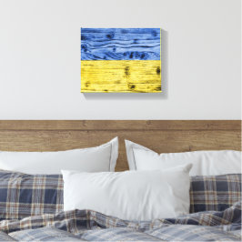 ウクライナ国旗の黄色い青い木のテクスチャパターン キャンバスプリント