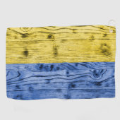ウクライナ国旗の黄色い青い木のテクスチャパターン ゴルフタオル (横)