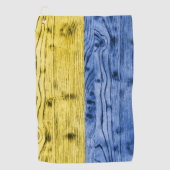 ウクライナ国旗の黄色い青い木のテクスチャパターン ゴルフタオル (正面)