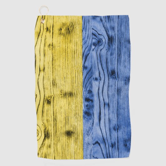 ウクライナ国旗の黄色い青い木のテクスチャパターン ゴルフタオル (正面)
