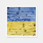 ウクライナ国旗の黄色い青い木のテクスチャパターン スタンダードカクテルナプキン (正面)