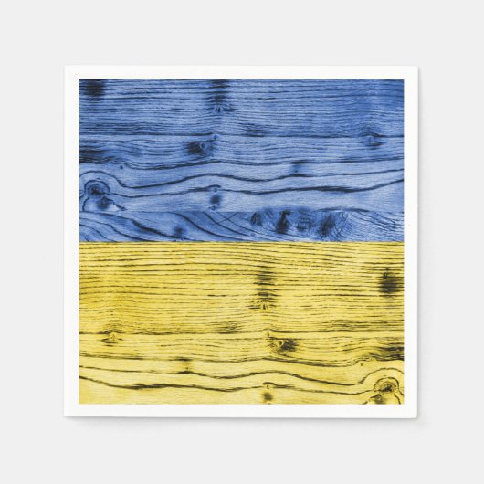 ウクライナ国旗の黄色い青い木のテクスチャパターン スタンダードカクテルナプキン (正面)