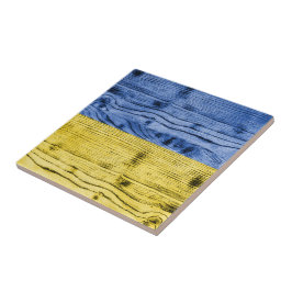 ウクライナ国旗の黄色い青い木のテクスチャパターン タイル