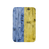 ウクライナ国旗の黄色い青い木のテクスチャパターン バスマット (正面縦)