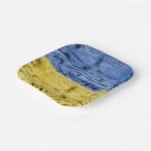 ウクライナ国旗の黄色い青い木のテクスチャパターン ペーパープレート (傾斜あり)