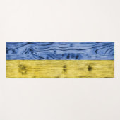 ウクライナ国旗の黄色い青い木のテクスチャパターン ヨガマット (正面(横))