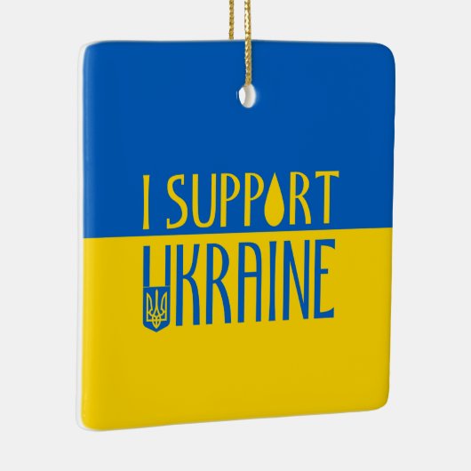 ウクライナ国旗の黄色い青色のサポートティアドロップエンブレム セラミックオーナメント (右)
