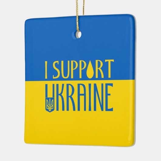 ウクライナ国旗の黄色い青色のサポートティアドロップエンブレム セラミックオーナメント (左)