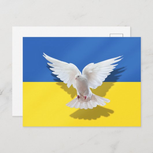 ウクライナ国旗はがき平和鳩サポートの自由 ポストカード (正面/裏面)