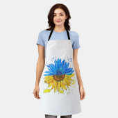 ウクライナ国旗ひまわりヴィンテージシャツウクライナサップ エプロン (着用した状態)