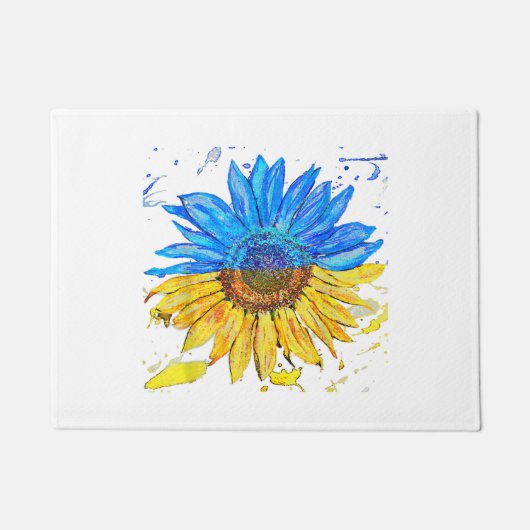 ウクライナ国旗ひまわりヴィンテージシャツウクライナサップ ドアマット (正面)