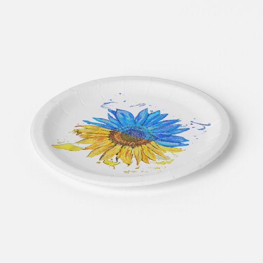 ウクライナ国旗ひまわりヴィンテージシャツウクライナサップ ペーパープレート (アングル)