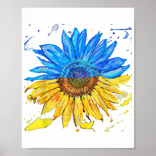 ウクライナ国旗ひまわりヴィンテージシャツウクライナサップ ポスター (正面)