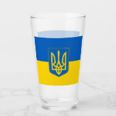 ウクライナ国旗を持つ愛国的なガラス杯 タンブラーグラス (正面)
