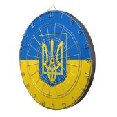 ウクライナ国旗を掲げたボード ダーツボード (正面右)