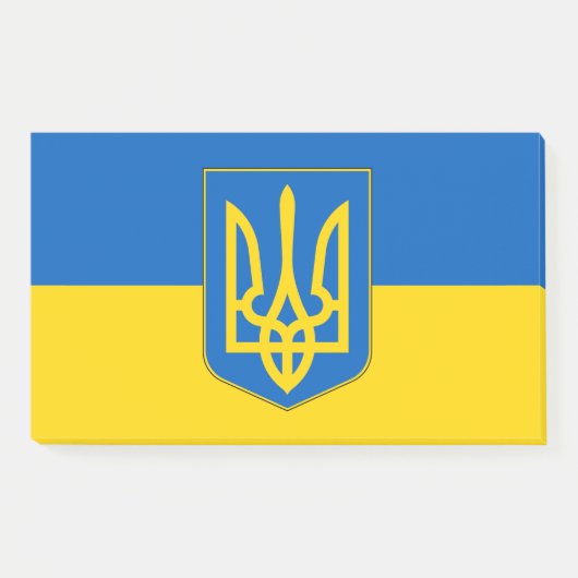 ウクライナ国旗を掲げたメモ ポストイット (正面)