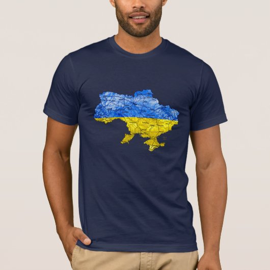 ウクライナ国旗カラーマップTシャツ Tシャツ (正面)