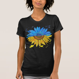 ウクライナ国旗ヒマワリヴィンテージウクライナ新幹線 Tシャツ