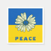 ウクライナ国旗ブルーイエローピースサンフラワー スタンダードカクテルナプキン (正面)