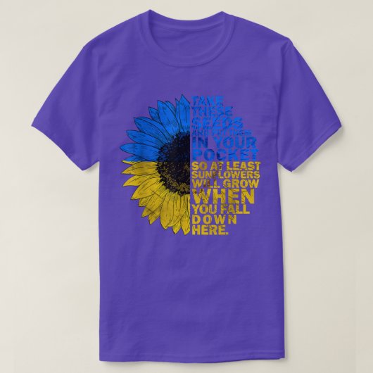 ウクライナ国旗ヴィンテージウクライナ国旗ひまわり Tシャツ (デザイン正面)