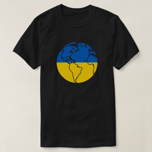 ウクライナ国旗世界団結Tシャツ Tシャツ (デザイン正面)