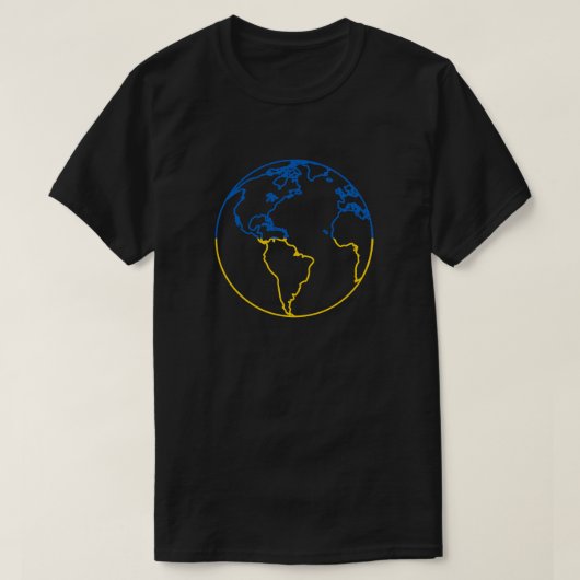 ウクライナ国旗世界団結Tシャツ Tシャツ (デザイン正面)