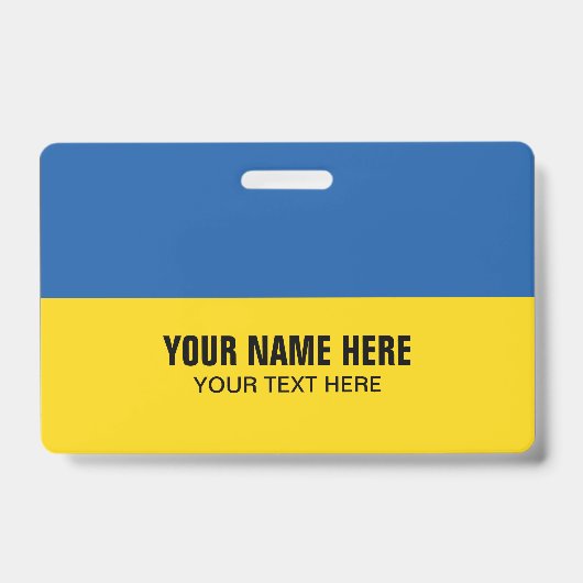 ウクライナ国旗付きプラスチック名札 バッジ (正面)