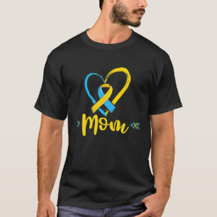ウクライナ国旗誇りを持ったダウン症候群ママ認識度S Tシャツ