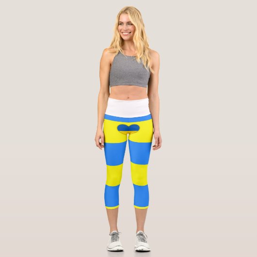 ウクライナ国旗青黄色のサンダー_コーブ カプリレギンス (正面)