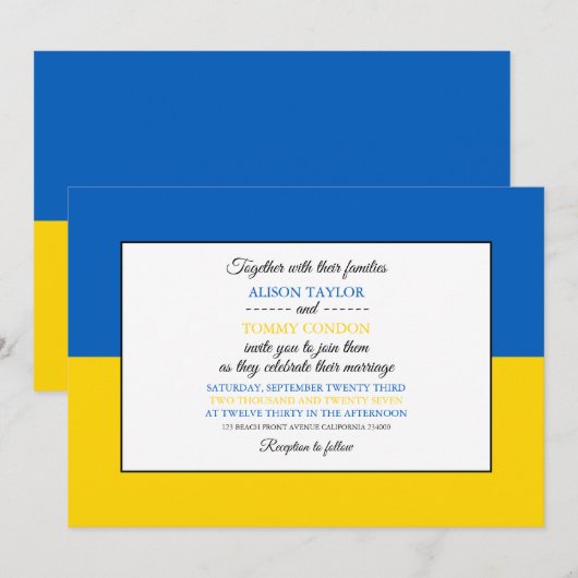 ウクライナ国旗, ウクライナの国旗 結婚式 招待状 (正面/裏面)