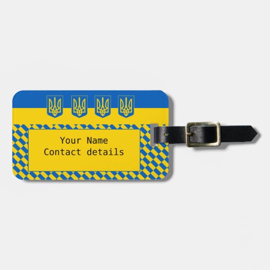 ウクライナ国旗&ウクライナ国旗の旅行/スポーツ ラゲッジタグ (正面横)