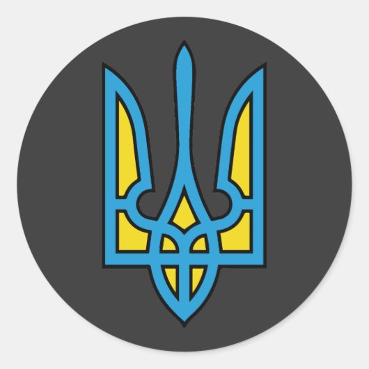 ウクライナ国旗、ウクライナ誇りを持った国旗 ラウンドシール (正面)