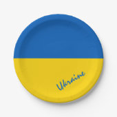 ウクライナ国旗&ウクライナ – パーティー，誕生日/スポーツ ペーパープレート (正面)