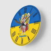 ウクライナ国旗&キエフ市軍服 ラウンド壁時計 (傾斜)